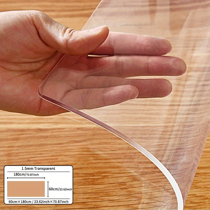 Transparent PVC Tablecloth Protector 1.5mm Thick Scratch-Resistant Easy to Clean