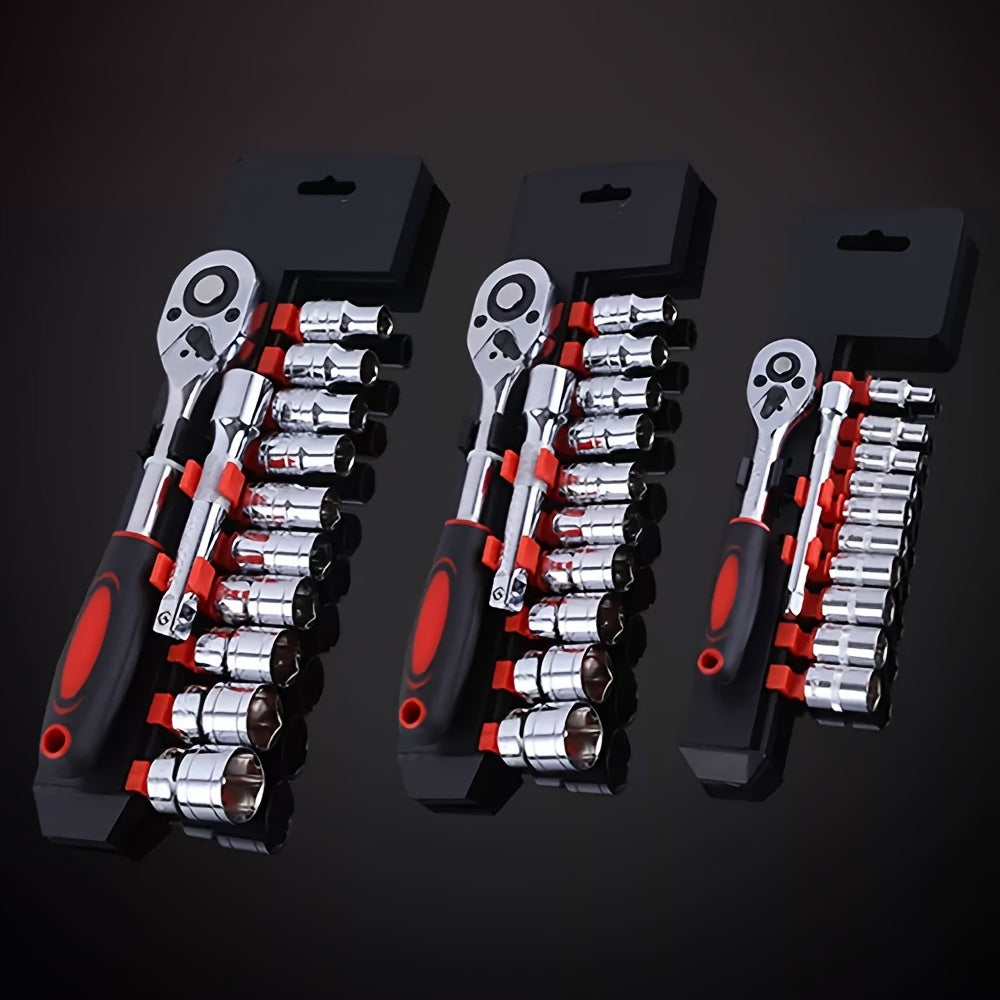 12-Piece Chrome Plated Steel Ratchet Wrench Set 1/4 and 1/2 Inch Auto Repair Tools