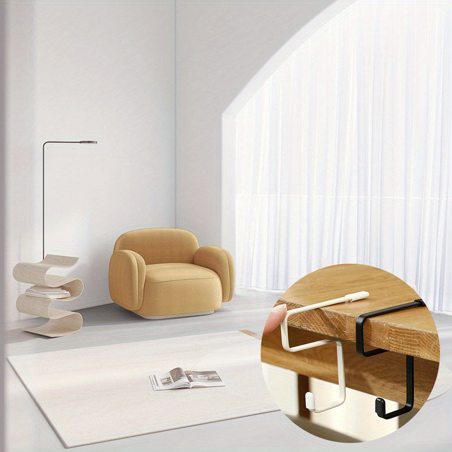 Qattiq temir stol chetigi uchun qulf, zamonaviy oq va qora stol usti tashkilotchisi, uy ofisi uchun