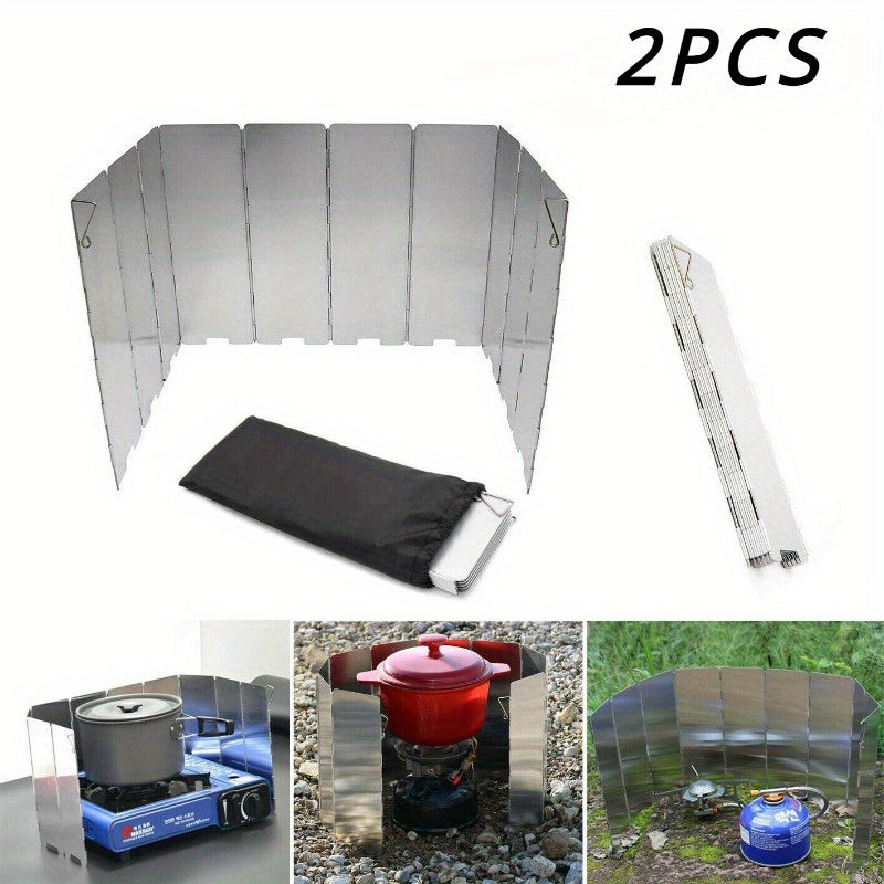 Ветрозащитное кольцо из нержавеющей стали для переносной походной плиты - 2 шт. в упаковке, складное и утолщенное для защиты газовой плиты на открытом воздухе