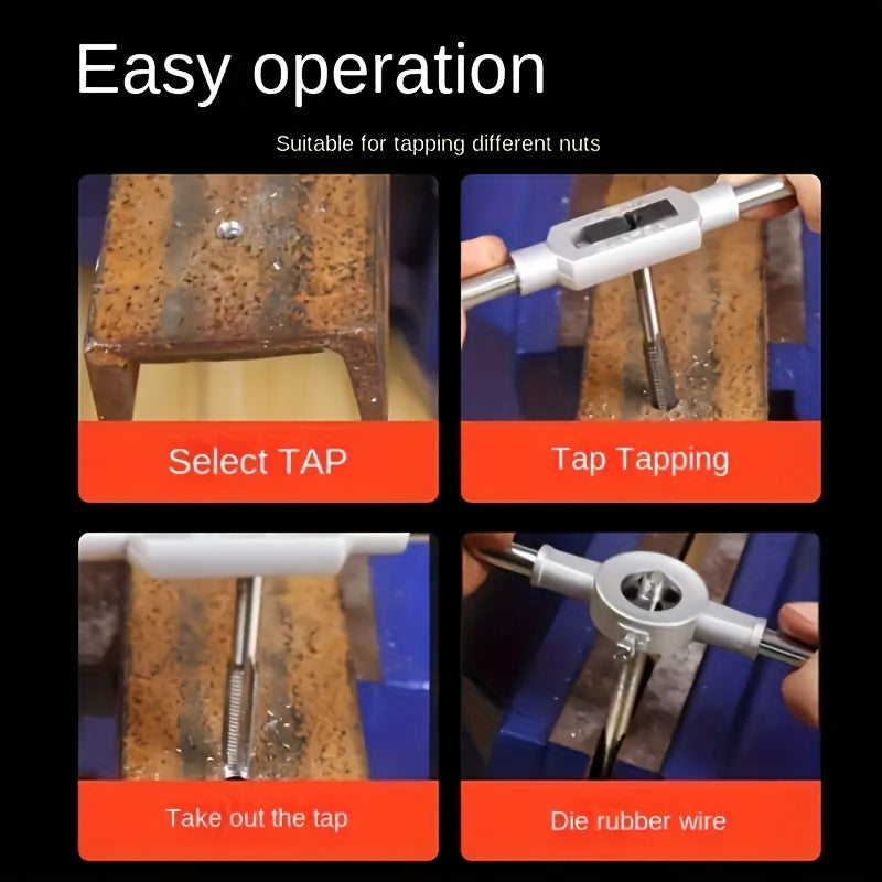 Juego de 40 piezas de machos y hembras de metal para roscado manual con llave ajustable y tapones de rosca