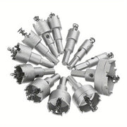 12-Piece Alloy Hole Saw Set for Metal Drilling 15-50mm with Carbide Tips
