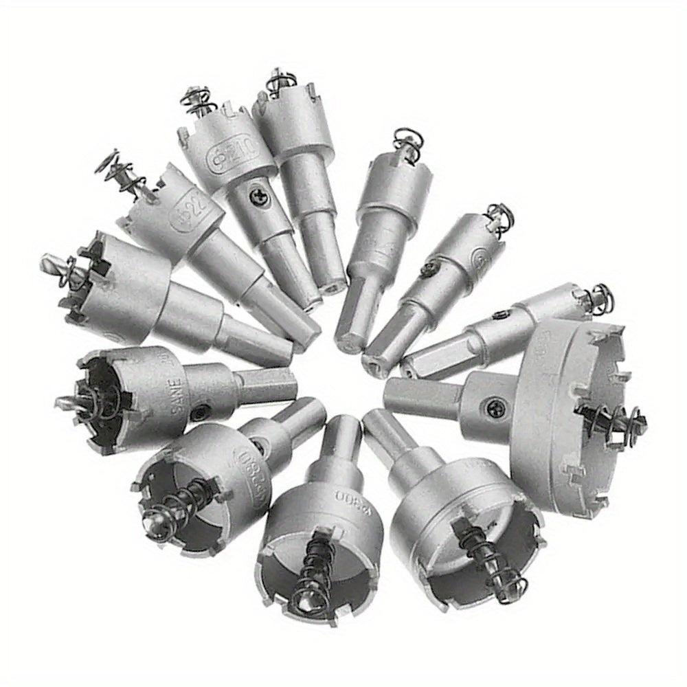 12-Piece Alloy Hole Saw Set for Metal Drilling 15-50mm with Carbide Tips