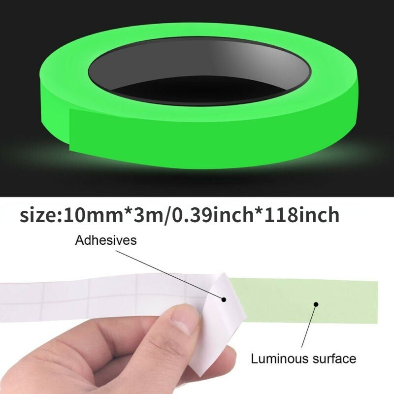 Luminous Tape 10mm x 3m Glow in Dark Safety and Home Decoration Self-Adhesive