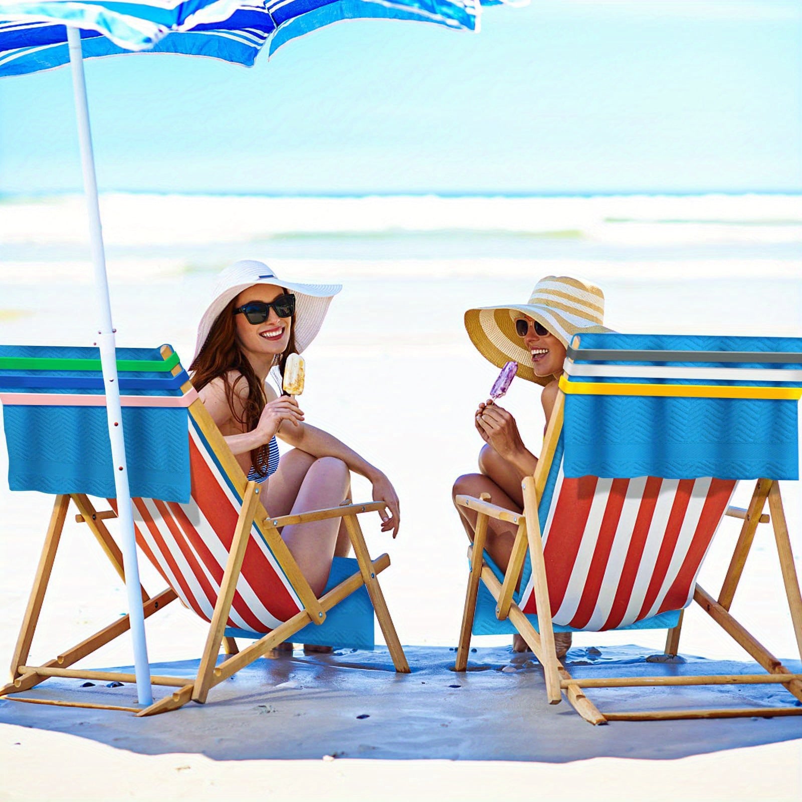 6 dona silikon sochiq bantlari plyaj kreslolar uchun, shamolga chidamli, cho'ziluvchan rang-barang sochiq ushlagich tasmalari basseyn va kruiz uchun. O'lchami 19.0 sm, zamonaviy plyaj zaruriyatlari bilan.