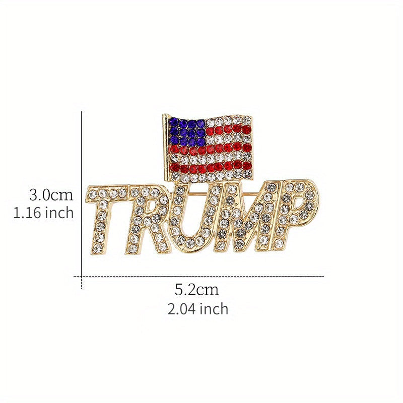 Unisex Rhinestone American Flag Brooch Pin Irregular Shape Fashion Accessory