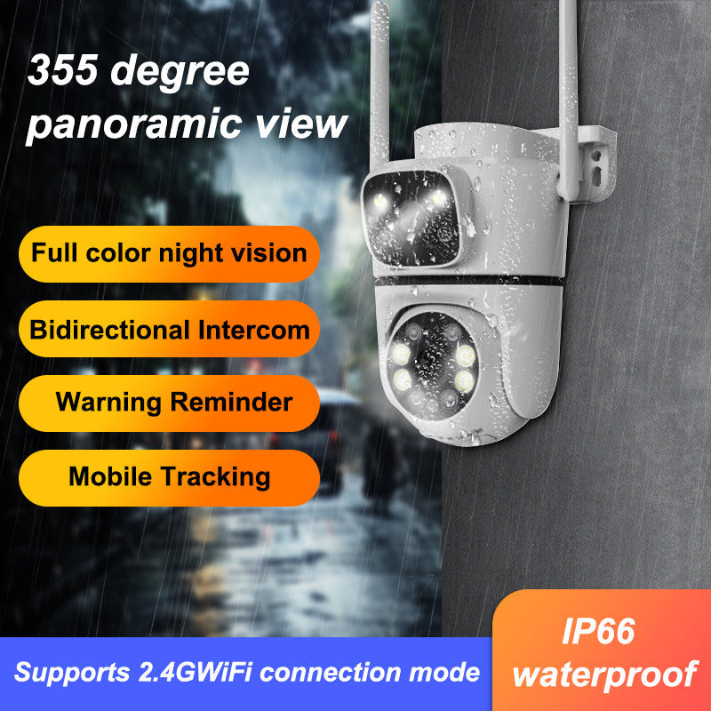 Cámara de seguridad inalámbrica 1080p HD visión nocturna detección de movimiento panorámica inclinable impermeable para interior y exterior