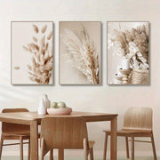 3-Piece Frameless Canvas Wall Art Set Botanical Prints Pampas Grass Reed Leaves Modern Minimalist Decor