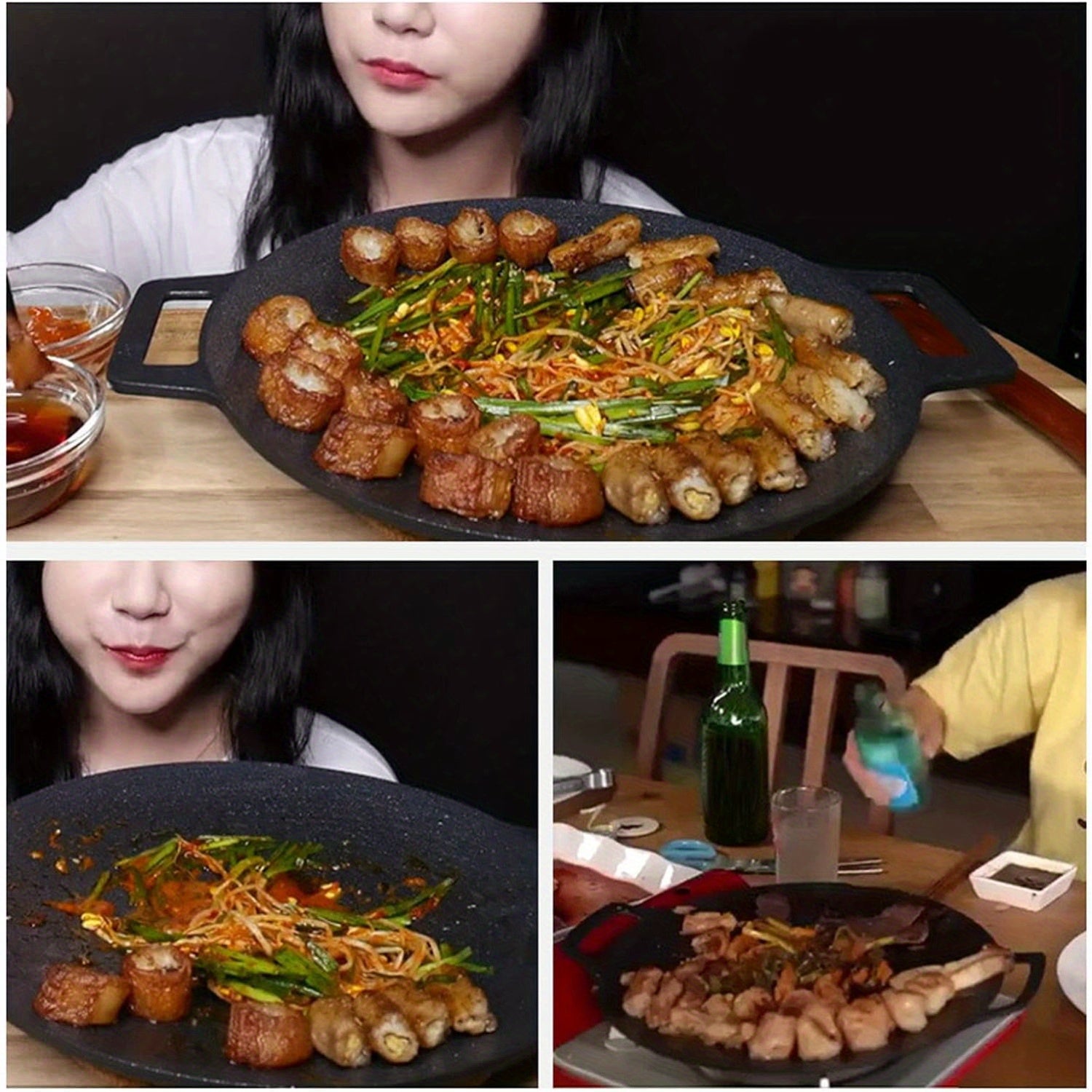 Nonstick Cast Iron Grill Pan with Handle for Meats Pancakes and Ribs 0.8mm Thick