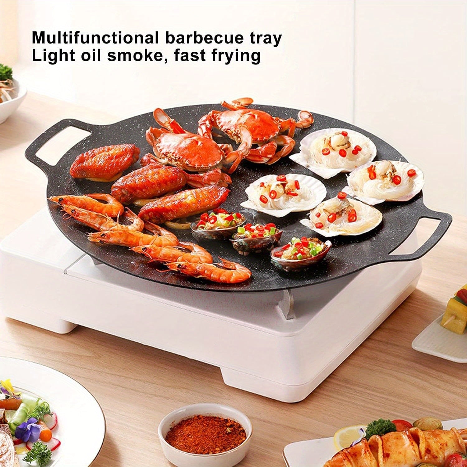 Nonstick Cast Iron Grill Pan with Handle for Meats Pancakes and Ribs 0.8mm Thick
