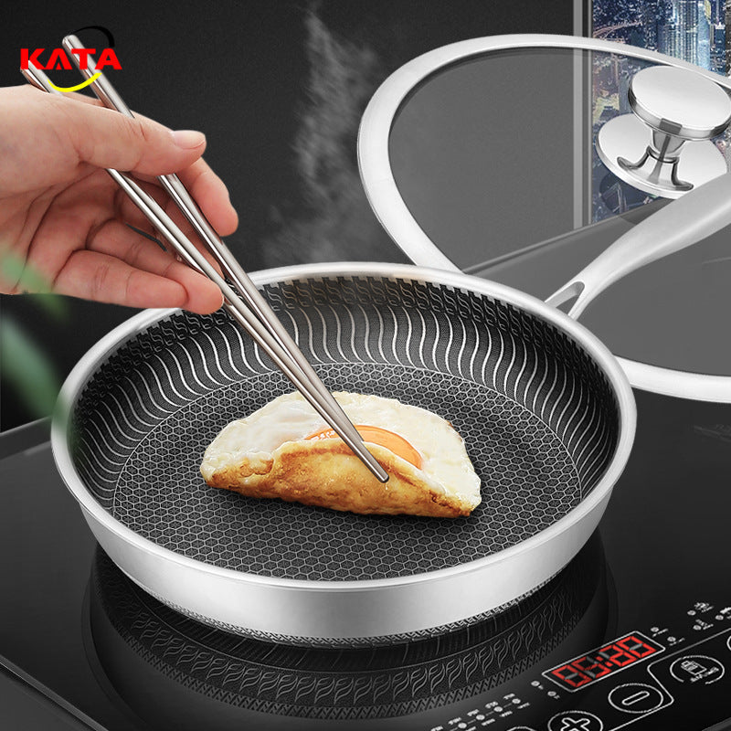 Stainless Steel Frying Pan Non-Stick Coating with Lid for Electric and Gas Stoves
