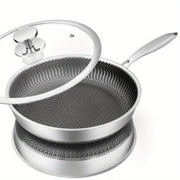 Stainless Steel Frying Pan Non-Stick Coating with Lid for Electric and Gas Stoves