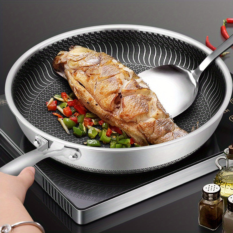 Stainless Steel Frying Pan Non-Stick Coating with Lid for Electric and Gas Stoves