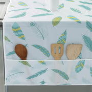 Feather Print Dust Cover for Refrigerator and Washing Machine Water Oil Resistant Storage Pockets