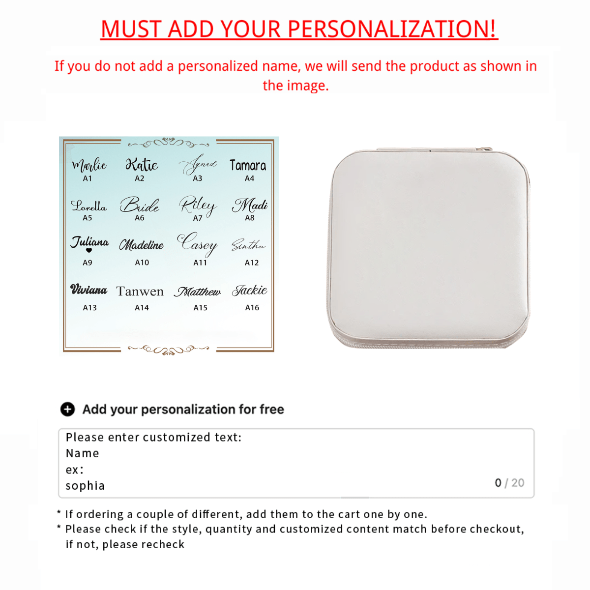 Персонализированная кожаная шкатулка для украшений для ожерелий и серег, компактный органайзер для путешествий и подарков