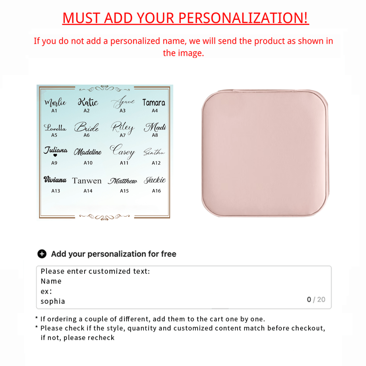 Персонализированная кожаная шкатулка для украшений для ожерелий и серег, компактный органайзер для путешествий и подарков