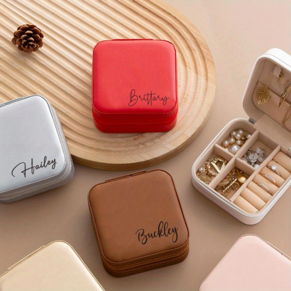 Yaratilgan charm zargarlik qutisi to'y qizlar va to'y showerlari uchun sayohat qutisi