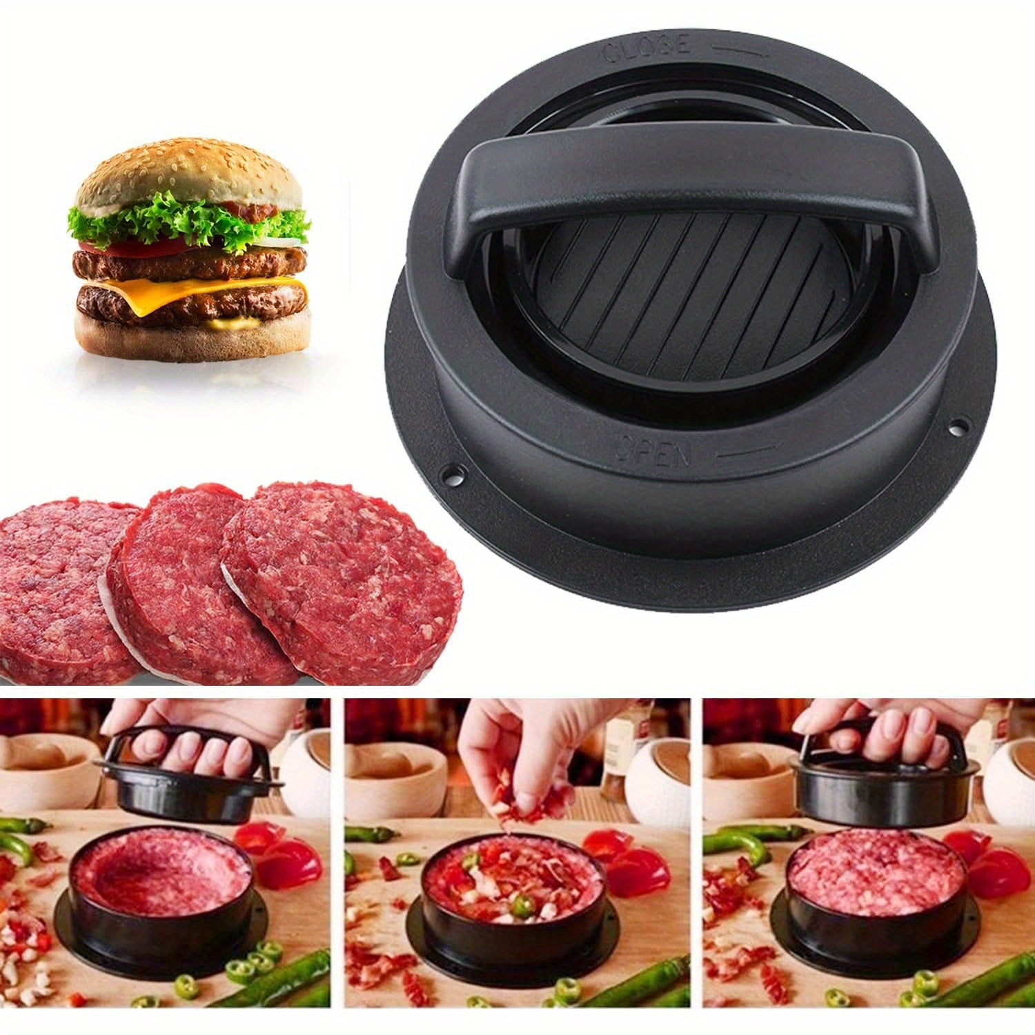 Hamburger Press and Patty Maker Non-Stick Coating for Burgers Sliders Beef Patties