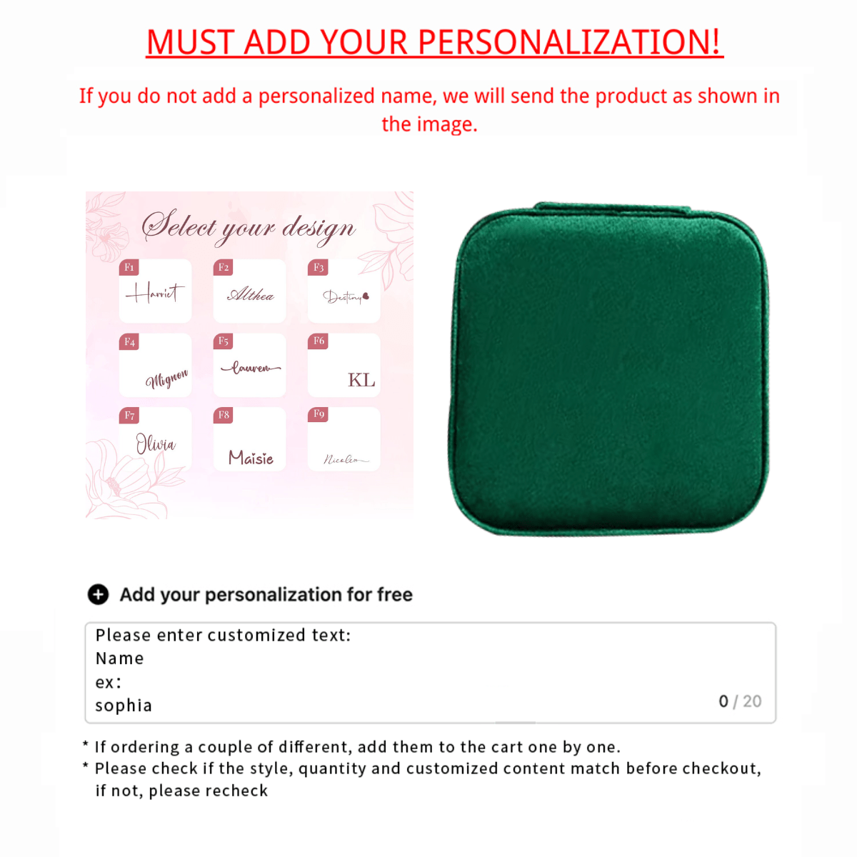 Индивидуальный тканевый дорожный ювелирный ящик с гравировкой на заказ о цветке рождения для подружек невесты или подарка на день рождения