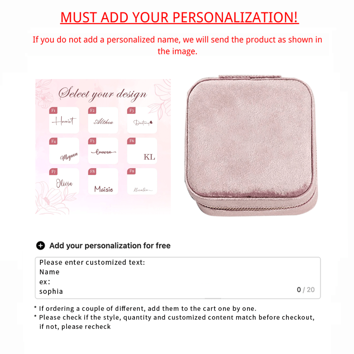 Индивидуальный тканевый дорожный ювелирный ящик с гравировкой на заказ о цветке рождения для подружек невесты или подарка на день рождения