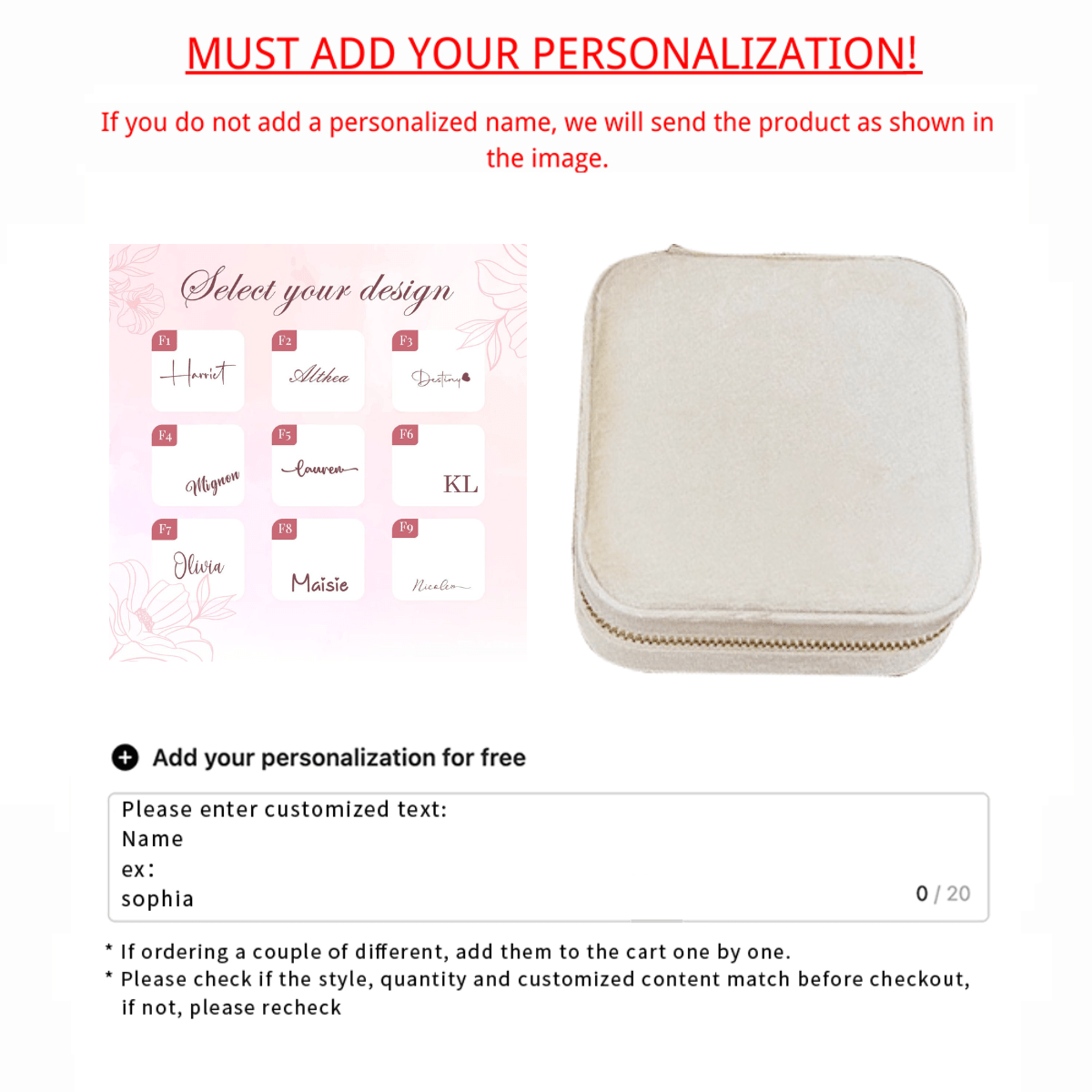 Индивидуальный тканевый дорожный ювелирный ящик с гравировкой на заказ о цветке рождения для подружек невесты или подарка на день рождения