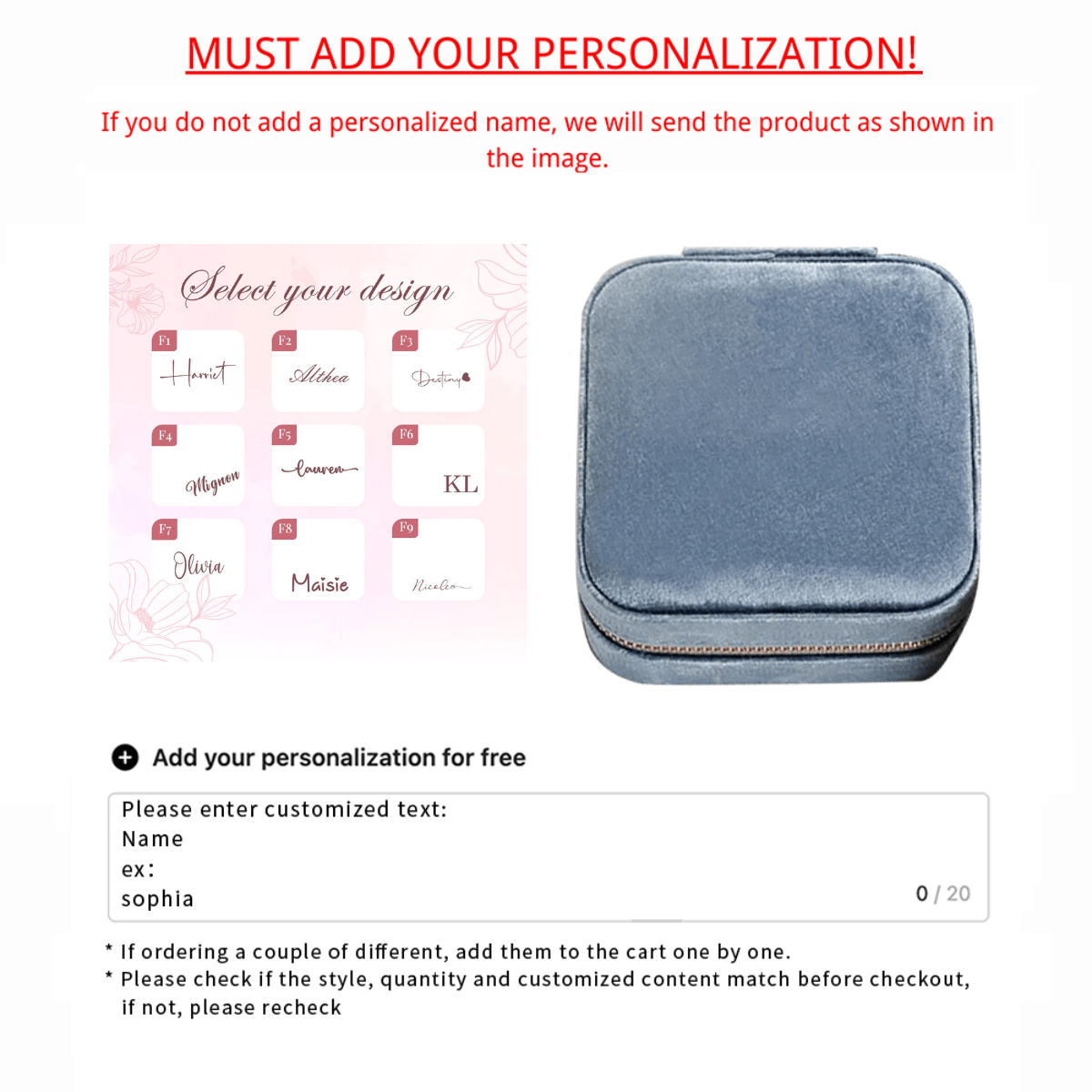 Индивидуальный тканевый дорожный ювелирный ящик с гравировкой на заказ о цветке рождения для подружек невесты или подарка на день рождения