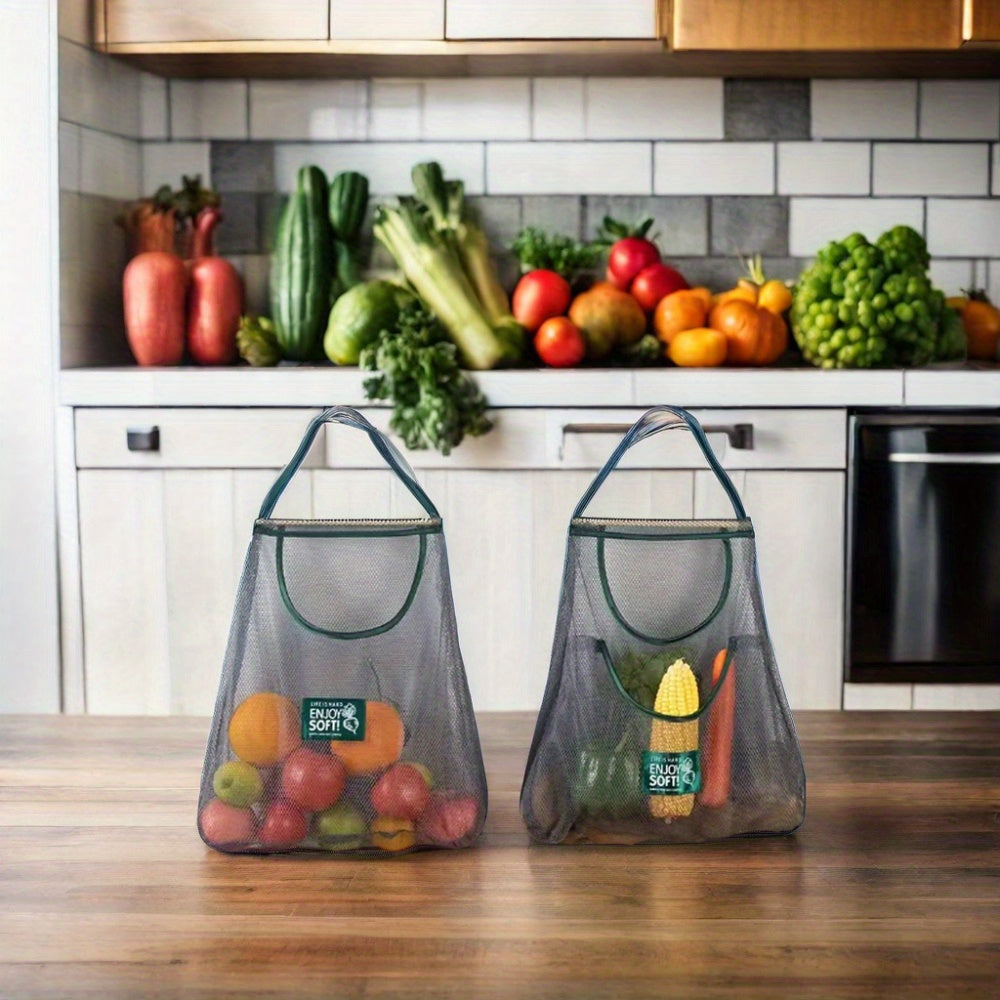 Multi-Functional Farmhouse Mesh Hanging Bag for Kitchen and Bathroom Storage