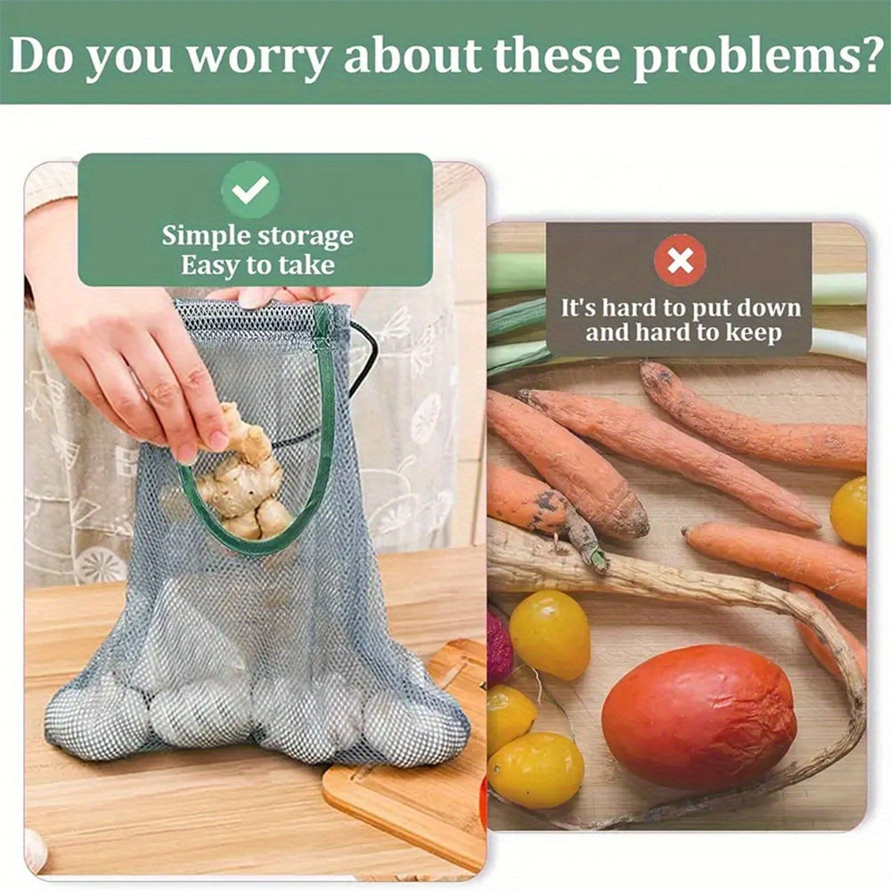 Multi-Functional Farmhouse Mesh Hanging Bag for Kitchen and Bathroom Storage