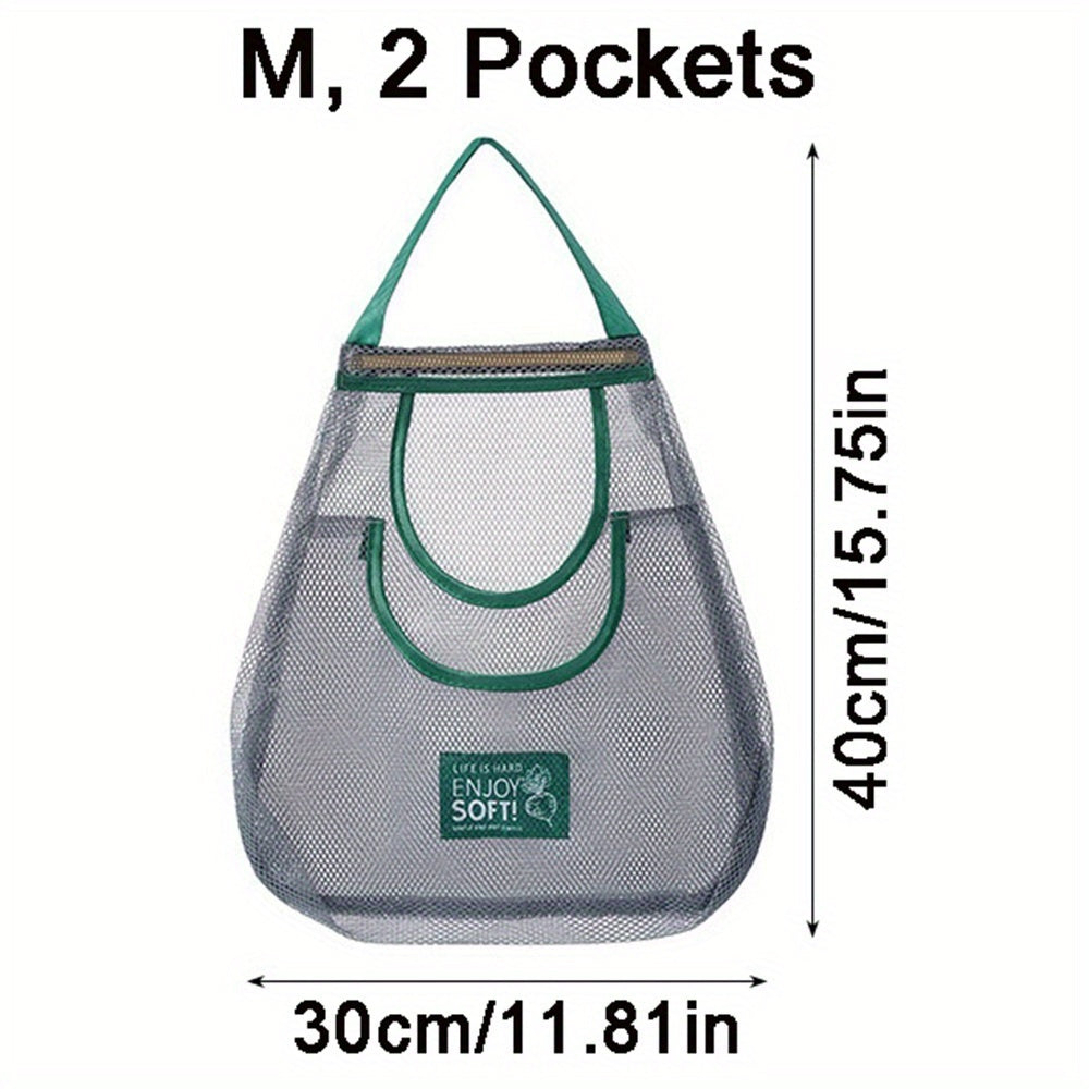 Multi-Functional Farmhouse Mesh Hanging Bag for Kitchen and Bathroom Storage