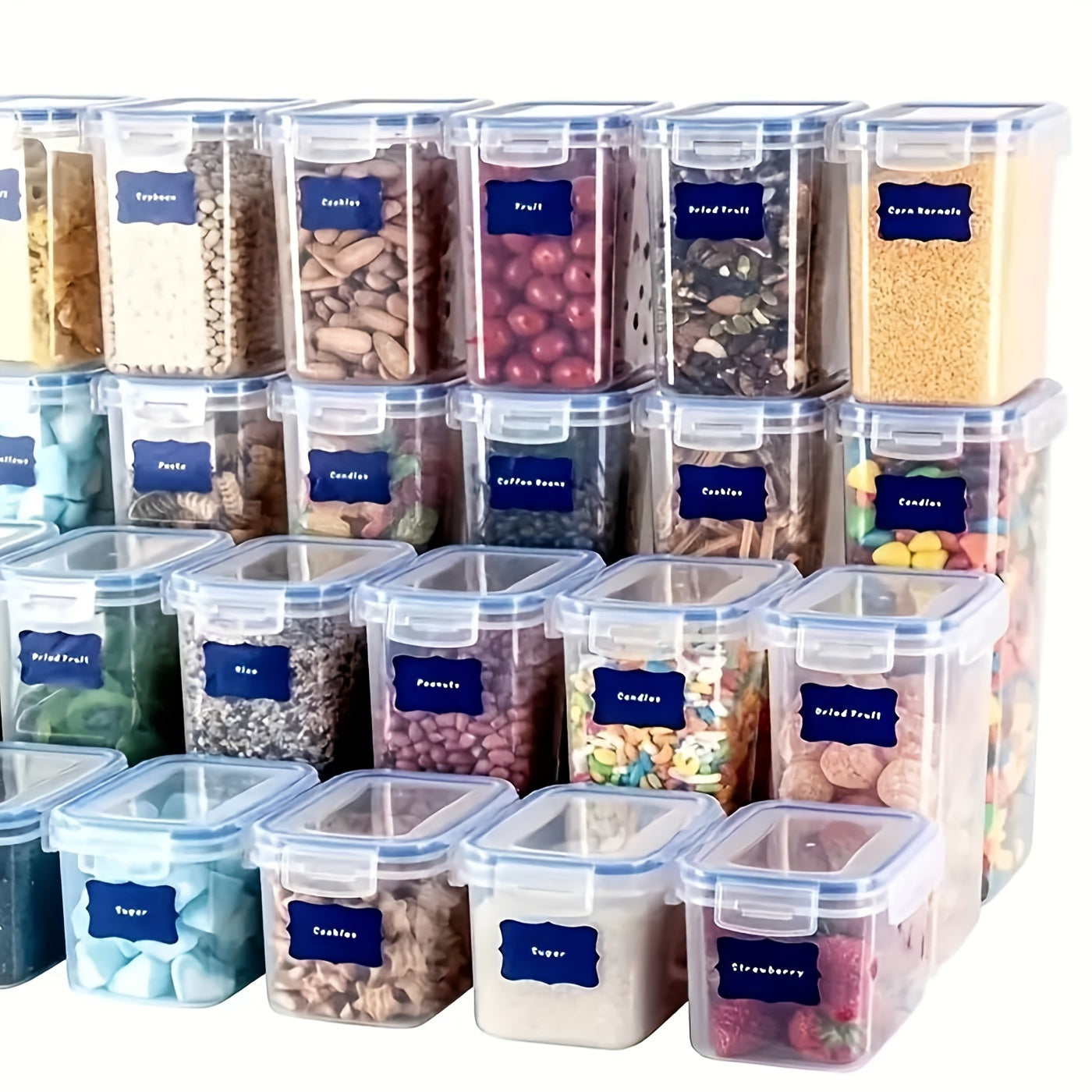 36 Reusable Waterproof Food Storage Labels with Pen for Spices and Cheese
