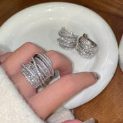 Wide Band Ring with Stacked Birthstones and Cubic Zirconia Inlay for Women