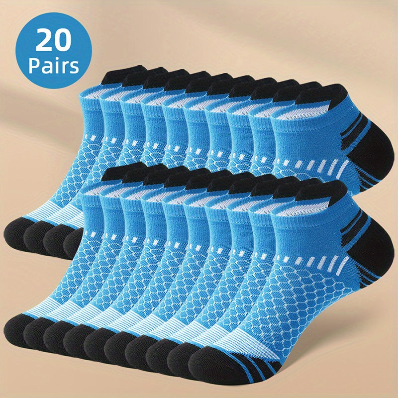 Мужские низкие носки до щиколотки, 20 пар, антибактериальные, впитывающие пот, для всех сезонов