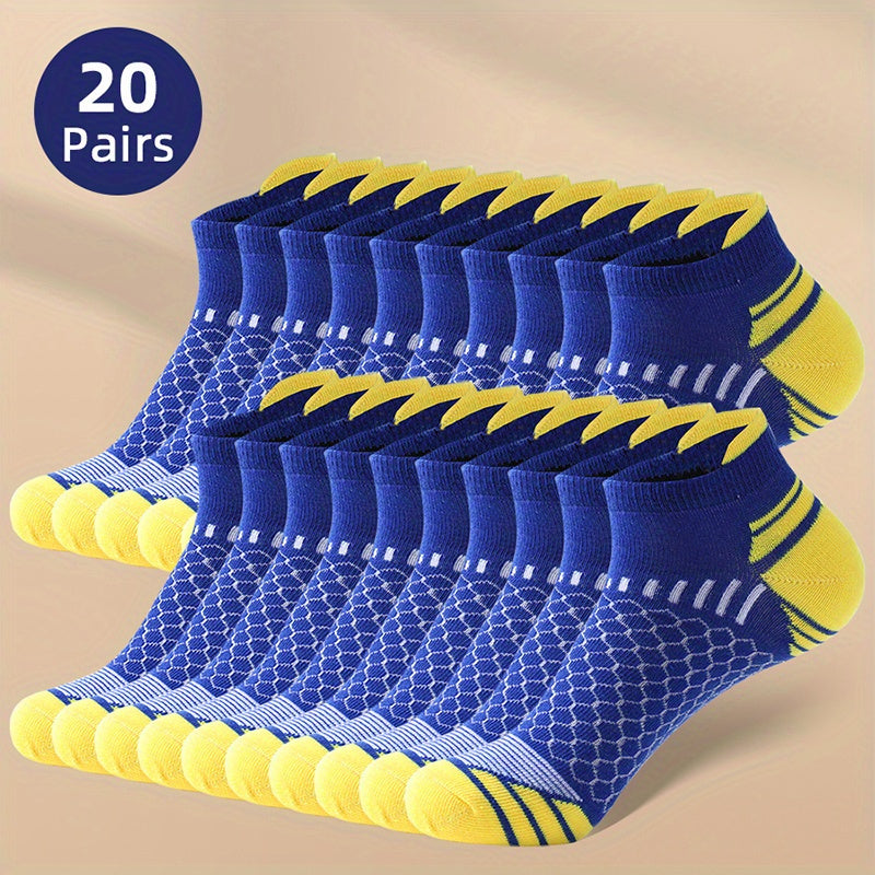 Мужские низкие носки до щиколотки, 20 пар, антибактериальные, впитывающие пот, для всех сезонов