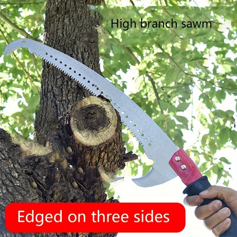 High-Altitude Pruning Saw with Stainless Steel Blade and Metal Plastic Hook for Tree Trimming and Gardening