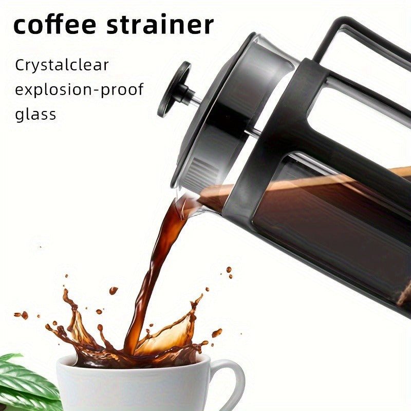 Glass French Press Coffee Maker with Stainless Steel Filter Heat-Resistant Borosilicate Glass