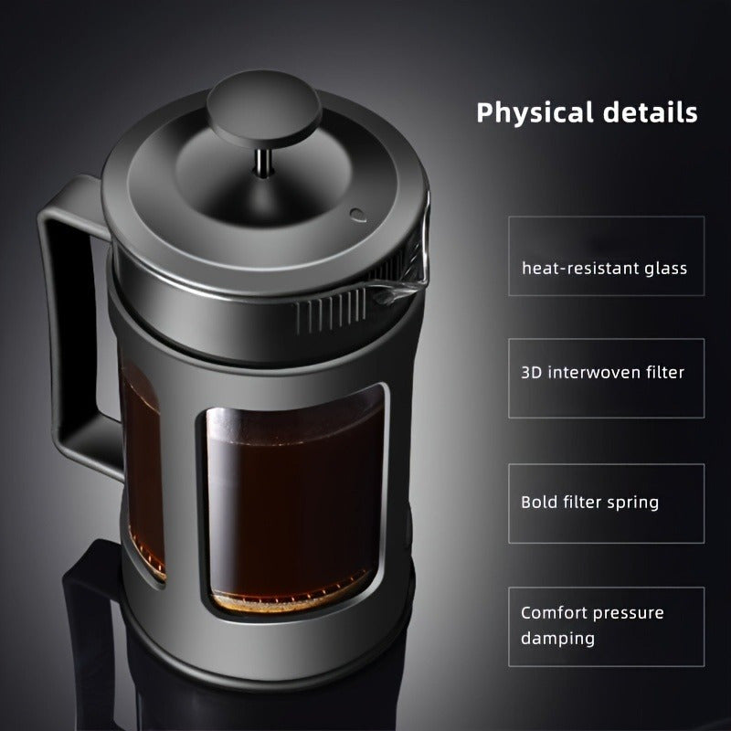 Glass French Press Coffee Maker with Stainless Steel Filter Heat-Resistant Borosilicate Glass