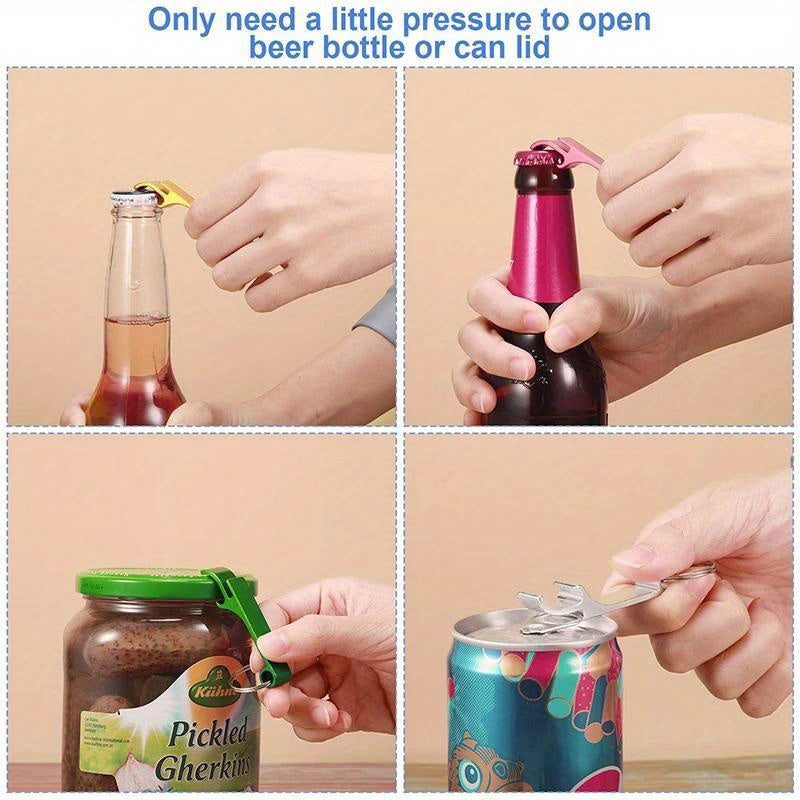 Set of 100 Durable Metal Bottle Openers with Keychain Assorted Colors Portable and Easy to Use