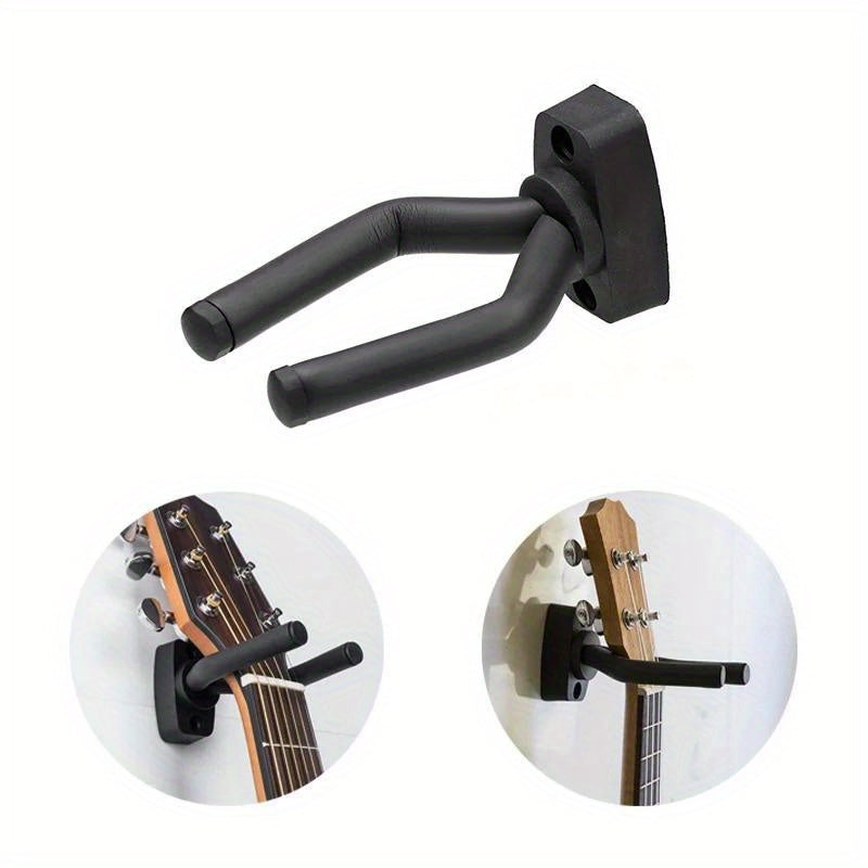 Stainless Steel Wall Mount Guitar Holder Adjustable Non-Slip Black