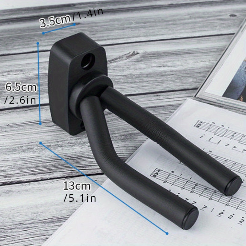 Stainless Steel Wall Mount Guitar Holder Adjustable Non-Slip Black