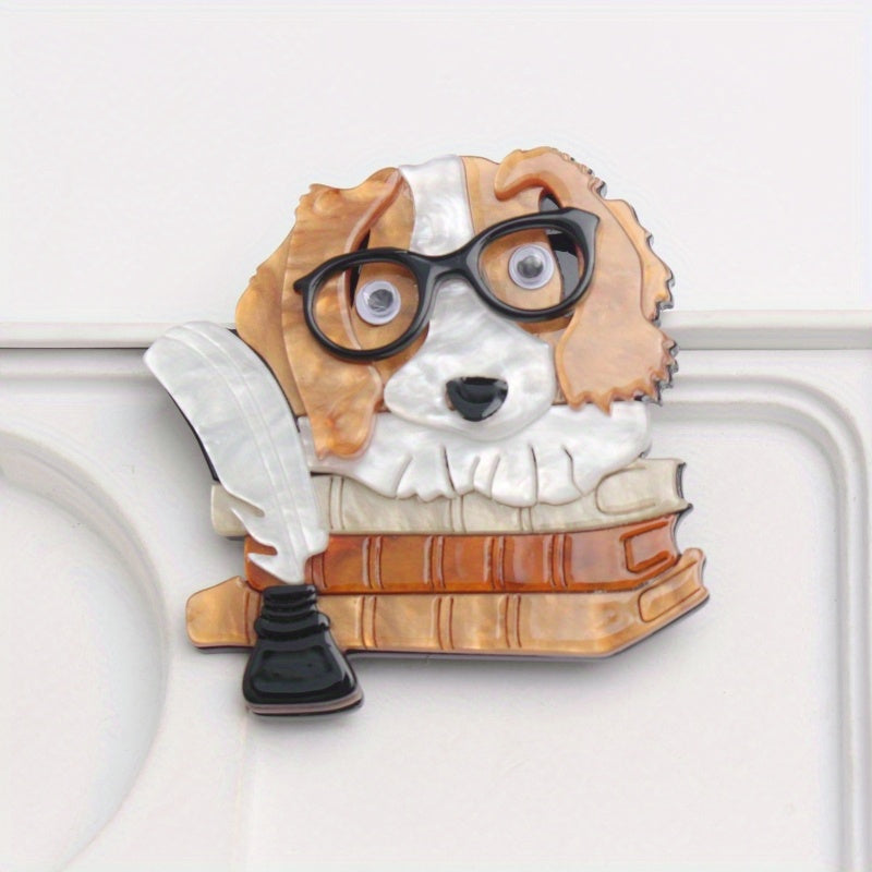 Ayollar uchun hayvon pin'i, akril it broshi, kitob dizayni bilan