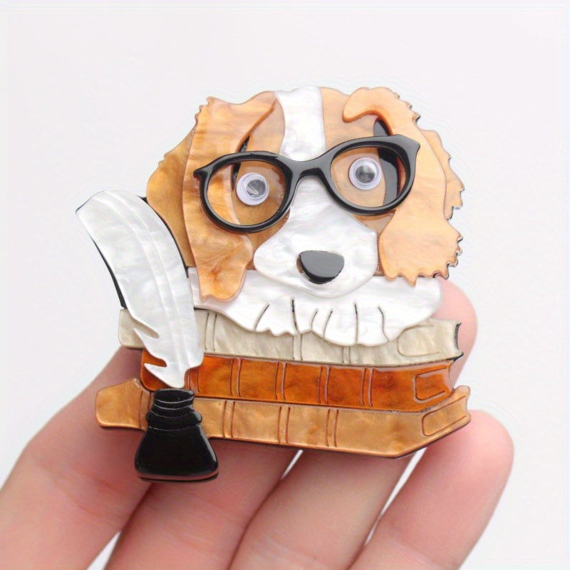 Ayollar uchun hayvon pin'i, akril it broshi, kitob dizayni bilan