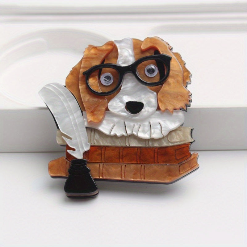 Ayollar uchun hayvon pin'i, akril it broshi, kitob dizayni bilan