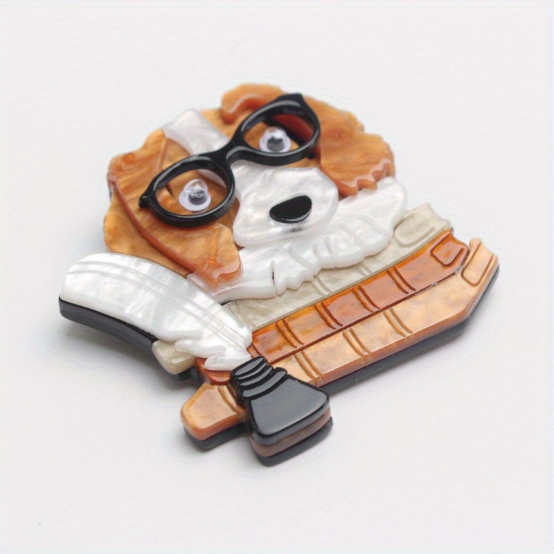 Ayollar uchun hayvon pin'i, akril it broshi, kitob dizayni bilan