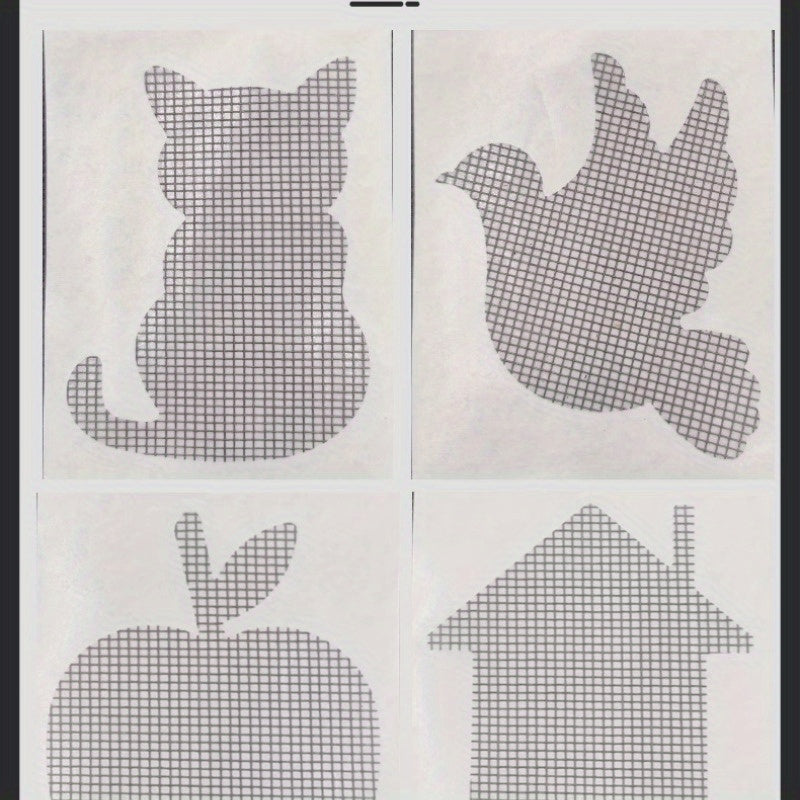 10-Pack Self-Adhesive Window Screen Repair Patches Assorted Cartoon Shapes Mesh