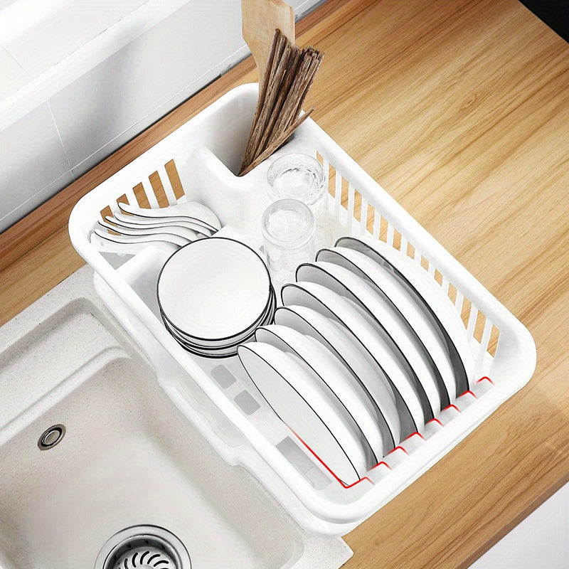 Double Layer Dish Rack with Organization Accessories for Kitchen Storage