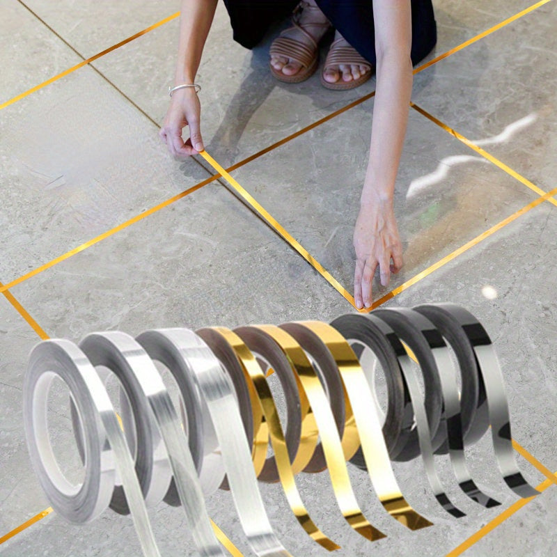 20M Waterproof Self-Adhesive Tile Stickers for Wall and Floor Sealing Black and Gold