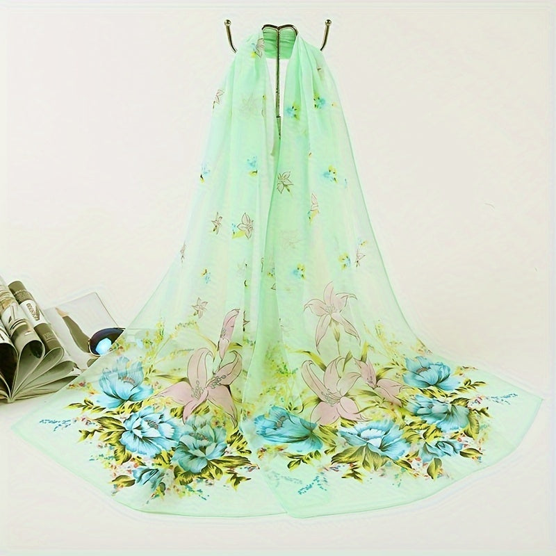 150cm x 50cm Chiffon Scarf Butterfly Print Summer Beach Shawl Casual Wrap