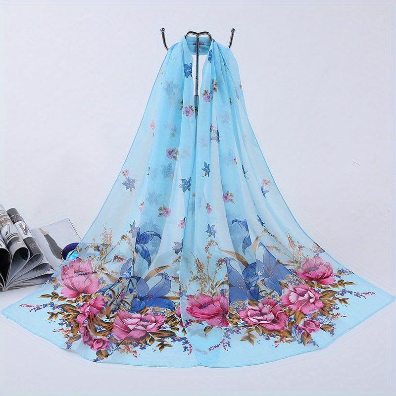 150cm x 50cm Chiffon Scarf Butterfly Print Summer Beach Shawl Casual Wrap