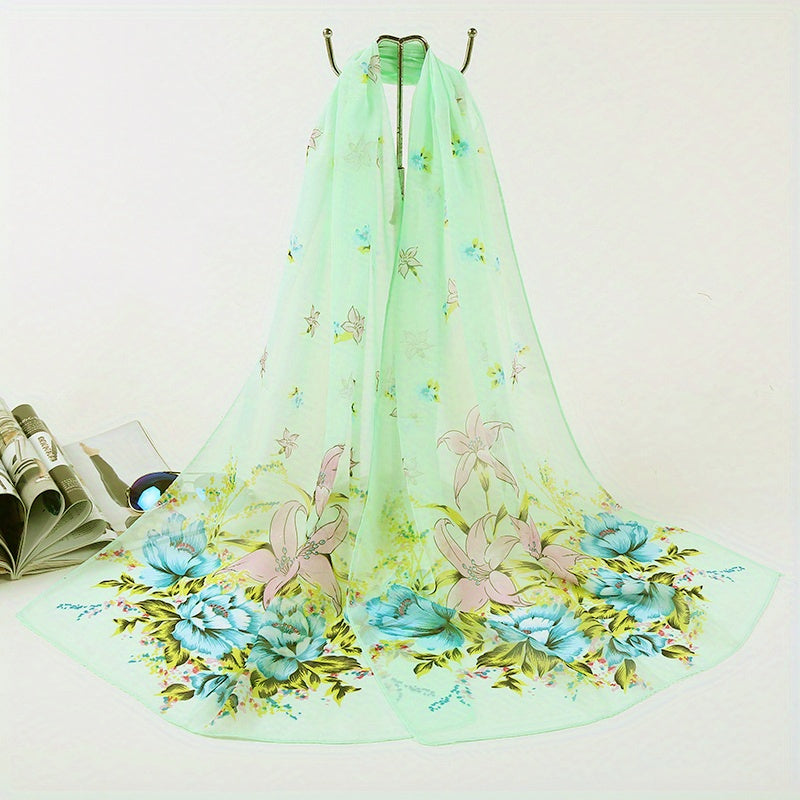 150cm x 50cm Chiffon Scarf Butterfly Print Summer Beach Shawl Casual Wrap