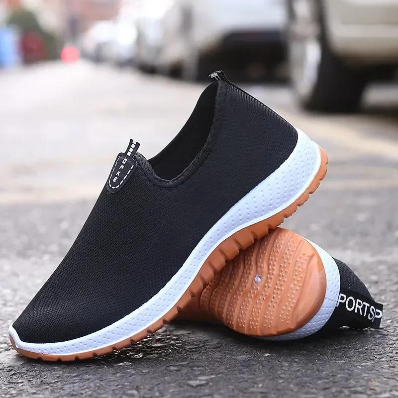 Men's Canvas Slip-On Shoes with Rubber Sole for Casual Daily Wear